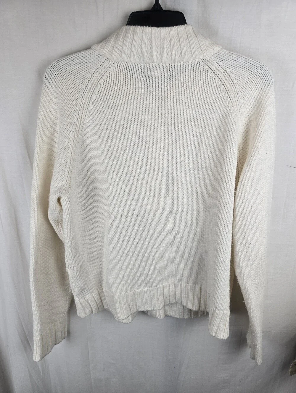 St.John's Bay Cable Knit Cream Full-Zip Sweater Jacket Sz XL